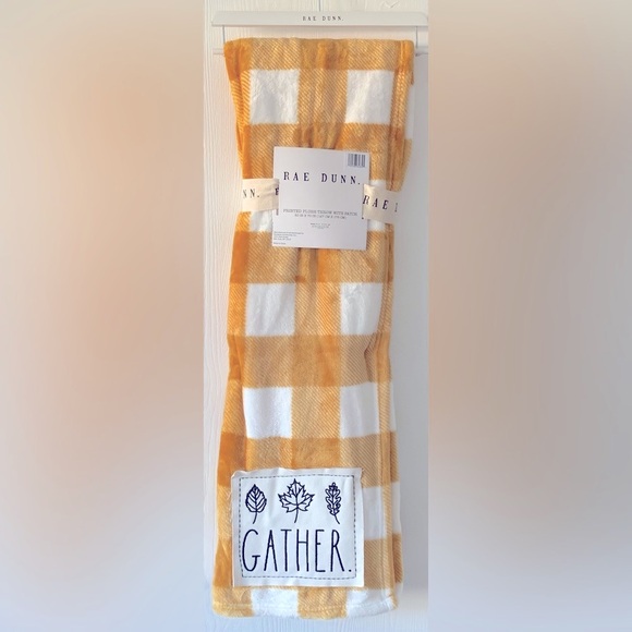 Rae Dunn Autumn Thanksgiving GATHER Throw Blanket - Picture 2 of 5